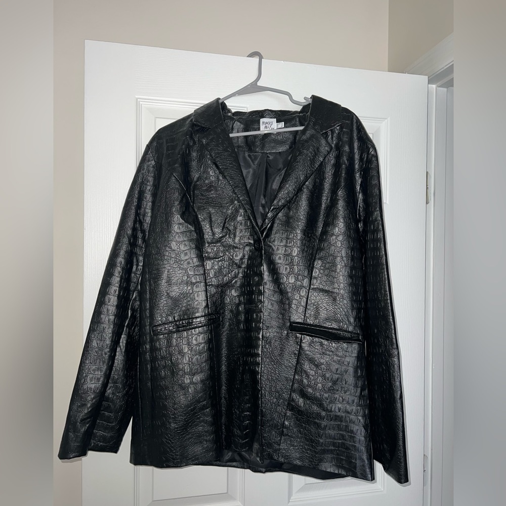 Princess Polly, Leather Jacket, Black, Size 12